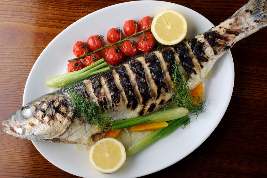 Whole Sea Bass with Orange Butter, Fennel and Rocket Salad Recipe