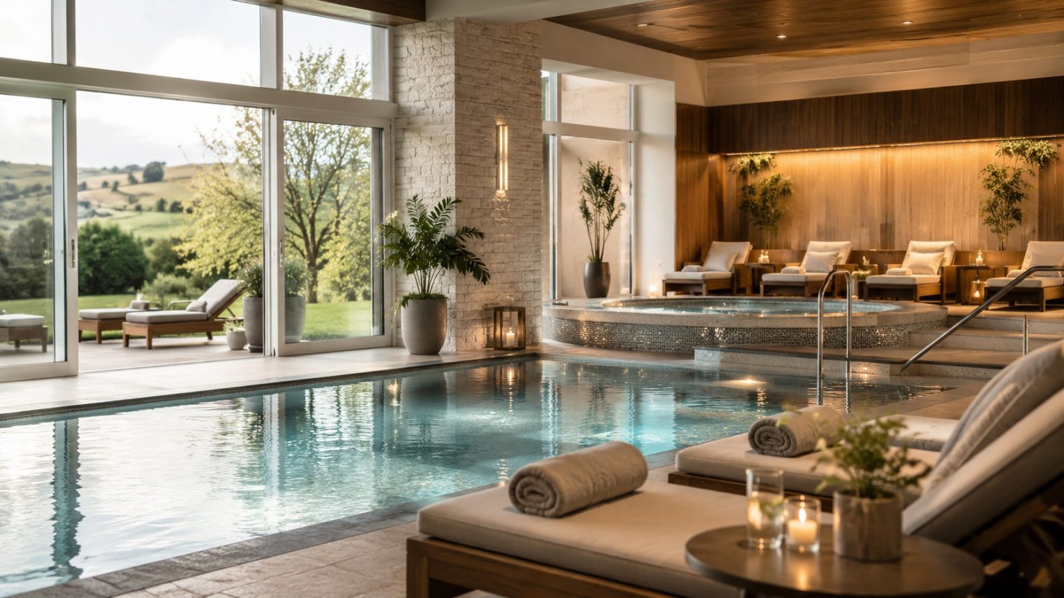 Best Spa Hotels UK: Luxury Breaks for Rest, Wellness and Escape Luxury spa hotel pool with soft lighting and relaxing wellness atmosphere