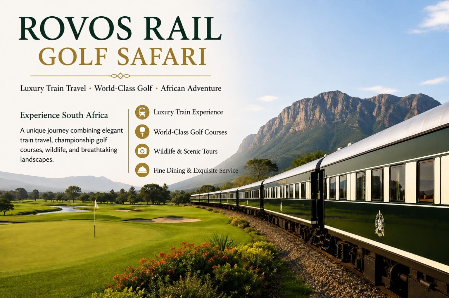 Rovos Rail Golf Safari luxury train journey through South Africa