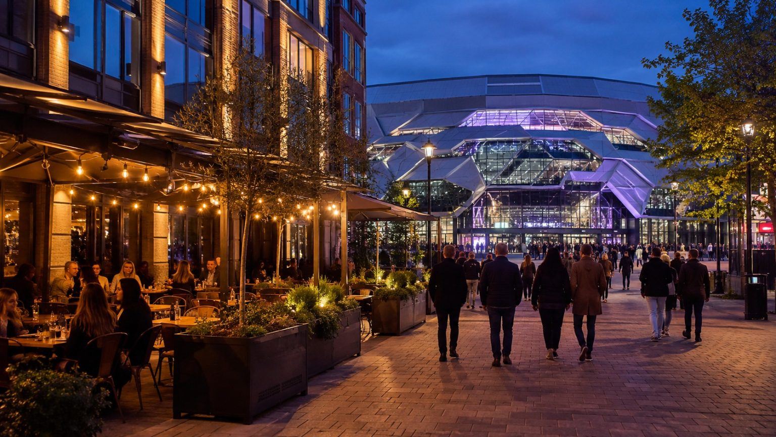 The Best Restaurants Near First Direct Arena Leeds Restaurants near First Direct Arena Leeds with diners and concert visitors in the city centre