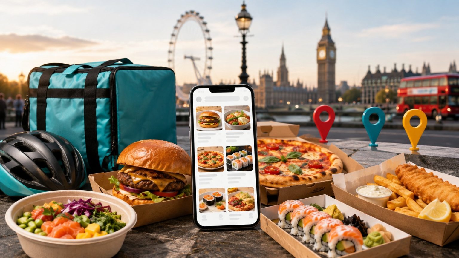 Best Food Delivery Apps UK 2026: Which One Is Actually Worth Using? Food delivery apps on a smartphone with takeaway meals ready for delivery in the UK