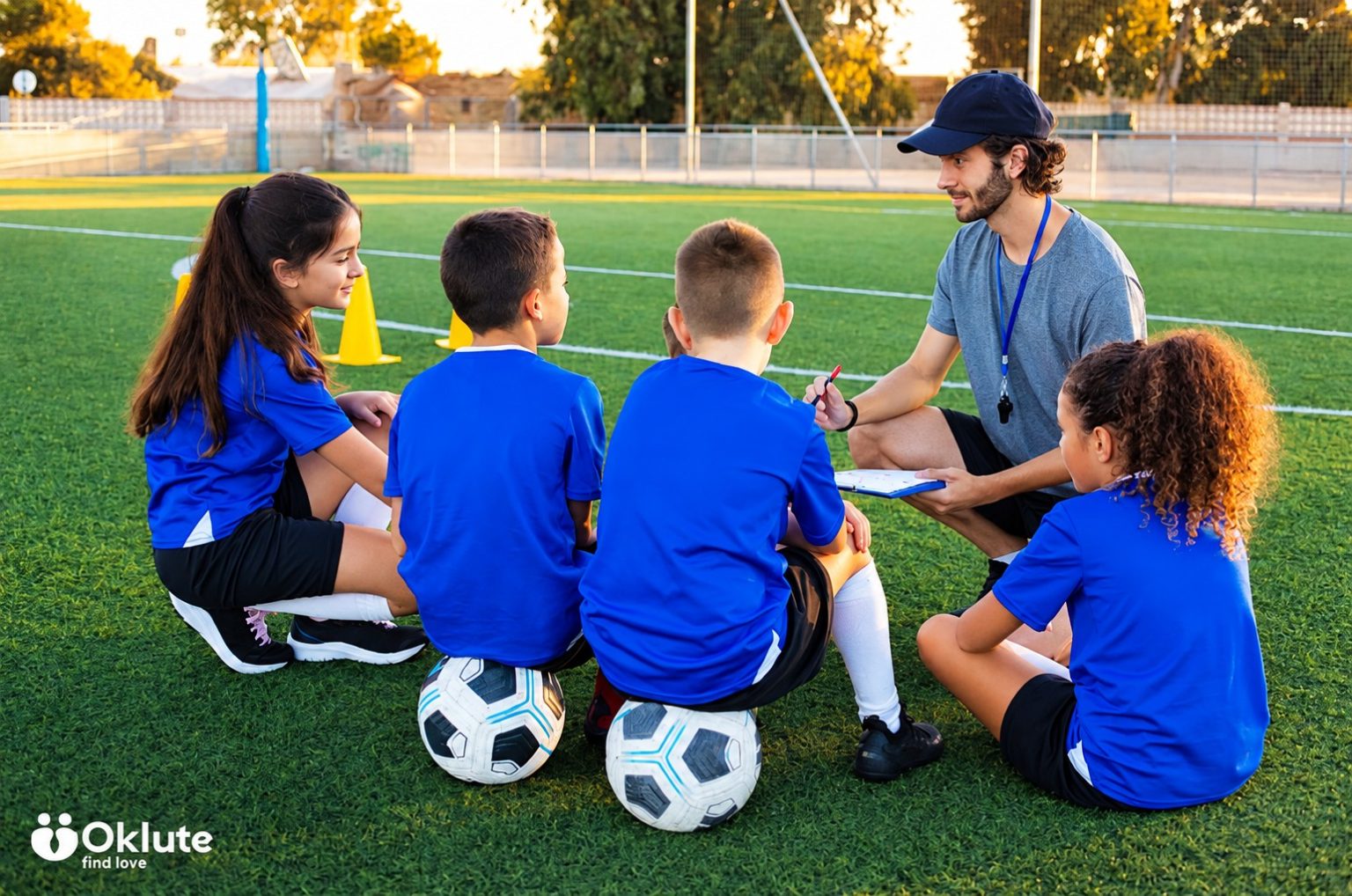 Life lessons from sports as a coach talks with young football players