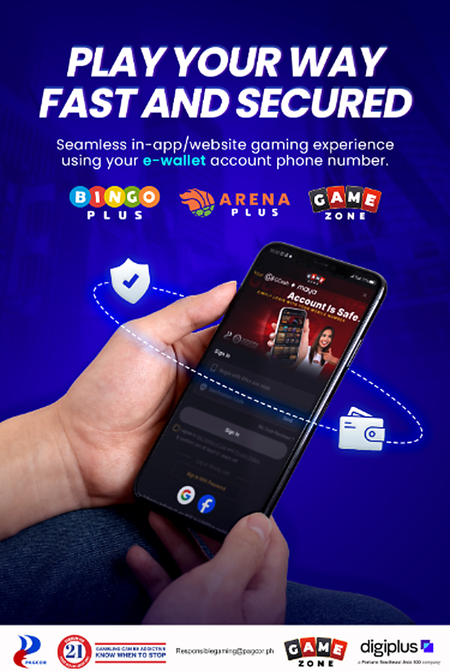 GameZone secure login screen on a smartphone with e-wallet sign-in options