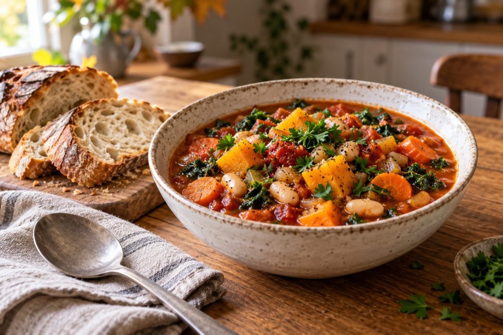 Easy Autumn Dinner Ideas: 10 Comforting Meals for Busy UK Households Easy autumn dinner ideas with vegetable and bean stew served with crusty bread